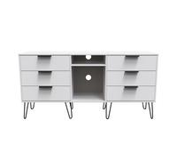 Hong Kong C Large Sideboard White 2 Shelves 6 Drawers 152cm