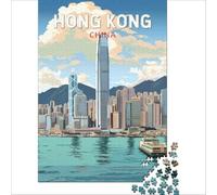 Hong Kong China Poster for Adults 1000 Piece Puzzle | twinkling night sky artwork for stargazers to enjoy creating a beautiful starry scene at home to enjoy at home50x75cm