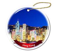 Hong Kong Christmas Ornament Porcelain Double-Sided Ceramic Ornament,3 Inches