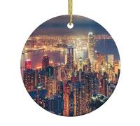 Hong Kong Christmas Tree Ceramic Hanging Xmas Tree Decoration Bauble Round Ceramic Decorations Decorative Home Decoration
