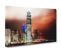 Hong Kong City Skyline China No.4 Canvas Print | Gallery Wrapped 30mm Frame Wall Art | 20x14 inches | Ready to Hang | Modern Cityscape Picture | Living Room Bedroom Lounge Office