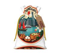 Hong Kong Cityscape Drawstring Gift Bags Small Item Treats Wrapping Storage Bags Christmas Birthday Party Holiday