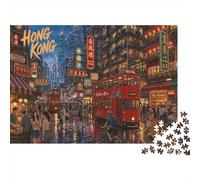 Hong Kong Cityscape Jigsaw Puzzle 1000 Pieces, Tabletop Puzzle Night