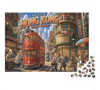 Hong Kong Cityscape Jigsaw Puzzle 1000 Pieces, Tabletop Puzzle Night