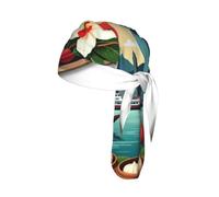 Hong Kong Cityscape with Boat Printed Mesh Cycling Cap Cap, Quick Dry Do Rag Helmet Liner for Outdoor Sports Fitness