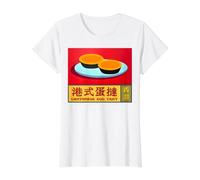 Hong Kong Egg Tart Custard Cantonese Macau Asia Souvenir Value Graphic T-Shirt, Women, White, XL