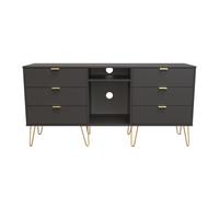 Hong Kong F Large Sideboard Black 2 Shelves 6 Drawers 152cm