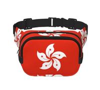 Hong Kong flag Square double - layer fanny pack with adjustable shoulder strap - travelling fanny pack - perfect for outdoor sports, Black, One Size