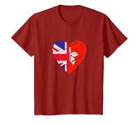 Hong Kong Great Britain Heart UK Flag Hong Kong Flag Heart T-Shirt