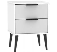 Hong Kong Grey and White 2 Drawer Bedside Cabinet with Wooden Legs