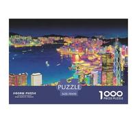 Hong Kong Harbor Jigsaw Puzzles Puzzles for Adults Kids. 1000 Pieces Lit Cityscape Whimsical Challenge Toy Educational Games Home Decoration for Adults& Kids Age 14 Years Up 70x50cm/1000pcs
