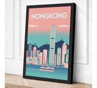 Hong Kong Harbour Modern Canvas Wall Art Print 18x12 Inch (46 x 30 cm)