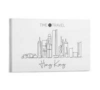 Hong Kong Landscape Line Painting Art, Art Poster, Gifts, Canvas, Painting, Wall Art, Decorative Picture, Prints, Modern Decoration, 16 x 24 inches (40 x 60 cm)
