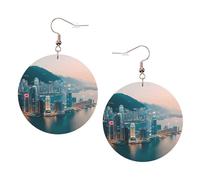 Hong Kong Leather Round Earrings Color Valentine'S Day Festival Activities Fashion Women'S