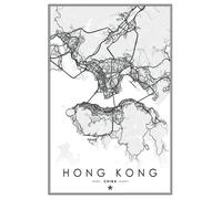 Hong Kong Map: Minimal Map Art Illustration | Hong Kong Travel Souvenir Notebook | 120 Pages - 6x9 Lined Journal