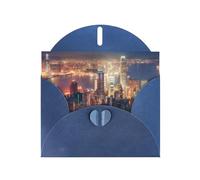 Hong Kong Pattern Blank Greeting Cards For Birthdays, Valentine'S Day, Parties, Weddings, 4x6 Inches Blue Envelope