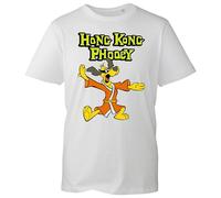 Hong Kong Phooey Cartoon T-Shirt - Retro Martial Arts Dog Graphic Tee, Classic 70s Animation Character Shirt (White, S)