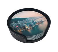Hong Kong Print 6Pcs Drink Coasters, Classic Style Drink Coaster Coasters Set Suitable for Kinds of Cups