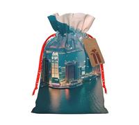 Hong Kong Print Christmas Bag Holiday Present Sack Xmas For Seasonal Decor Gift Wrapping