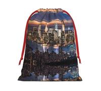 Hong Kong Print Drawstring Gift Bag With Pull Cord Closure For Gifting And Storage
