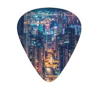 Hong Kong Print Guitar Picks 12-Pack - Assorted Thickness Picks (0.46 mm, 0.71 mm, 0.96 mm) with Storage Box & Assorted Unique Design for Acoustic, Electric, Bass, and Ukulele Players
