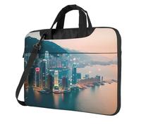 Hong Kong Print Laptop bag,portable single shoulder laptop Sleeve Case,Compatible with 13-15.6 in, Black, 13 inch