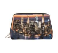 Hong Kong Print Leather Cosmetic Bag, Zip Pull Toiletry, Beauty Organiser, Small, Beauty Accessory, Cruelty Friendly, Gift for Her,17 X 7.5 X 11cm