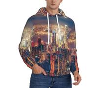 Hong Kong Print Men'S Hoodies Pullover Hooded Sweatshirt Casual Hoody With Pocket Autumn Winter L Black