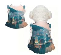 Hong Kong Print Pet Breathable Sleeveless Skirt S | Cats Puppy Chihuahua Yorkie Dachshund French Bulldog - Lightweight Tank Top Dog Shirt Soft Stretchy Vest