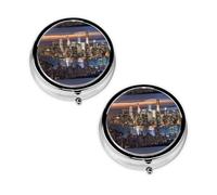 Hong Kong Print Pill Box 3 Compartment Medicine Pill Case,Portable for Pocket Or Purse Pill Organizer Decorative Metal Medicine Vitamin Organizer Unique Gift