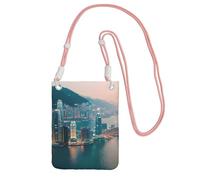 Hong Kong Print Sling Bag For Men Women, Casual Mini Phone Purses, Anti-Theft Phone Bag, For Hiking Travel, Pink, One Size
