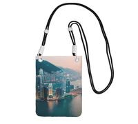 Hong Kong Print Sling Bag For Men Women, Casual Mini Phone Purses, Anti-Theft Phone Bag, For Hiking Travel, Black, One Size