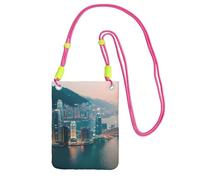 Hong Kong Print Sling Bag For Men Women, Casual Mini Phone Purses, Anti-Theft Phone Bag, For Hiking Travel, Fuchusia, One Size