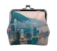 Hong Kong Print Stylish Unique Coin Purse Cute Mini Wallet with Kiss Lock Waterproof for Coins
