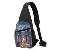 Hong Kong Printed Chest Bag Sling Bag for Men Women, Outdoor Crossbody Fanny Packs Hiking Chest Packs Sport Daypacks