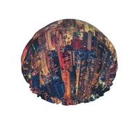 Hong Kong Printed Hair Wrap, Double Layer Shower Cap For Women, Reusable Hair Protector For Bathing