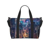 Hong Kong Printed Travel Bag Duffle Bag for Men Women, Large Water Resistant Gym Bag Weekend Holdall Bag with Shoulder Strap