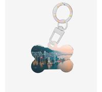Hong Kong Printing Dog Tag Bone Shaped Double Sided Pattern Dog Id Tags Bone Shaped Pet Name Tags Dog Collar Tags
