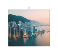 Hong Kong Printing Kitchen Drying Mat,Absorbent Non Slip Drying Mat,Foldable Mat for Kitchen Counter,Home,Office