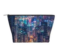 Hong Kong Prints Trapezoid Makeup Bag Travel Cosmetic Organizer with Foam Padding for Gym, Office, and Weekend Trips