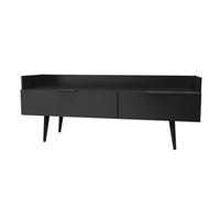 Hong Kong Ready Assembled Matt Black Media Unit With 2 Drawers, (H)128Cm X (W)51.5Cm X (D)39.5Cm