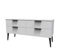 Hong Kong Ready Assembled Matt Grey 4 Drawer Wide Chest (H)505mm (W)1120mm (D)415mm