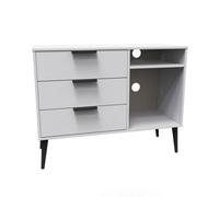 Hong Kong Ready Assembled Matt Grey Media Unit With 2 Shelves & 3 Drawers, (H)97Cm X (W)74Cm X (D)39.5Cm