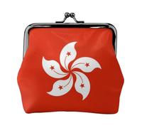 Hong Kong Regional Flag Coin Purse-Leather Kiss Lock Wallet Small Clutch