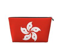 Hong Kong Regional Flag Leather Travel Makeup Bag-Waterproof Cosmetic Pouch