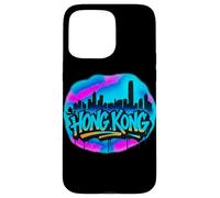 Hong Kong Skyline Graffiti Style Colorful Drip Lettering Case for iPhone 15 Pro Max