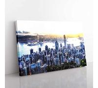 Hong Kong Skyline in China Canvas Wall Art Print 30x20 Inch