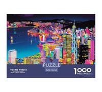 Hong Kong Skyline Jigsaw Puzzles Puzzle for Adults Kids. 1000 Piece Night Lights Great Gifts Challenge Toy Educational Game Home Decoration for Adults& Kids Age 14 Years Up 70x50cm/1000pcs