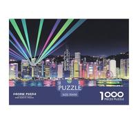 Hong Kong Skyline Jigsaw Puzzles Puzzles for Adults Kids. 1000 Pieces Laser Show Whimsical Challenge Toy Educational Game Home Decoration for Adults& Kids Age 14 Years Up 70x50cm/1000pcs