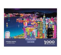 Hong Kong Skyline Jigsaw Puzzles Puzzles for Adults Kids. 1000 Pieces Night Lights Impossible Challenge Toy Educational Games Home Decoration for Adults& Kids Age 14 Years Up 52x38cm/1000pcs